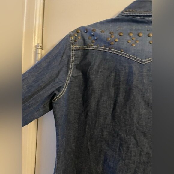 Tasha Polizzi Studded Denim Western Style Shirt Size Medium - Picture 3 of 15